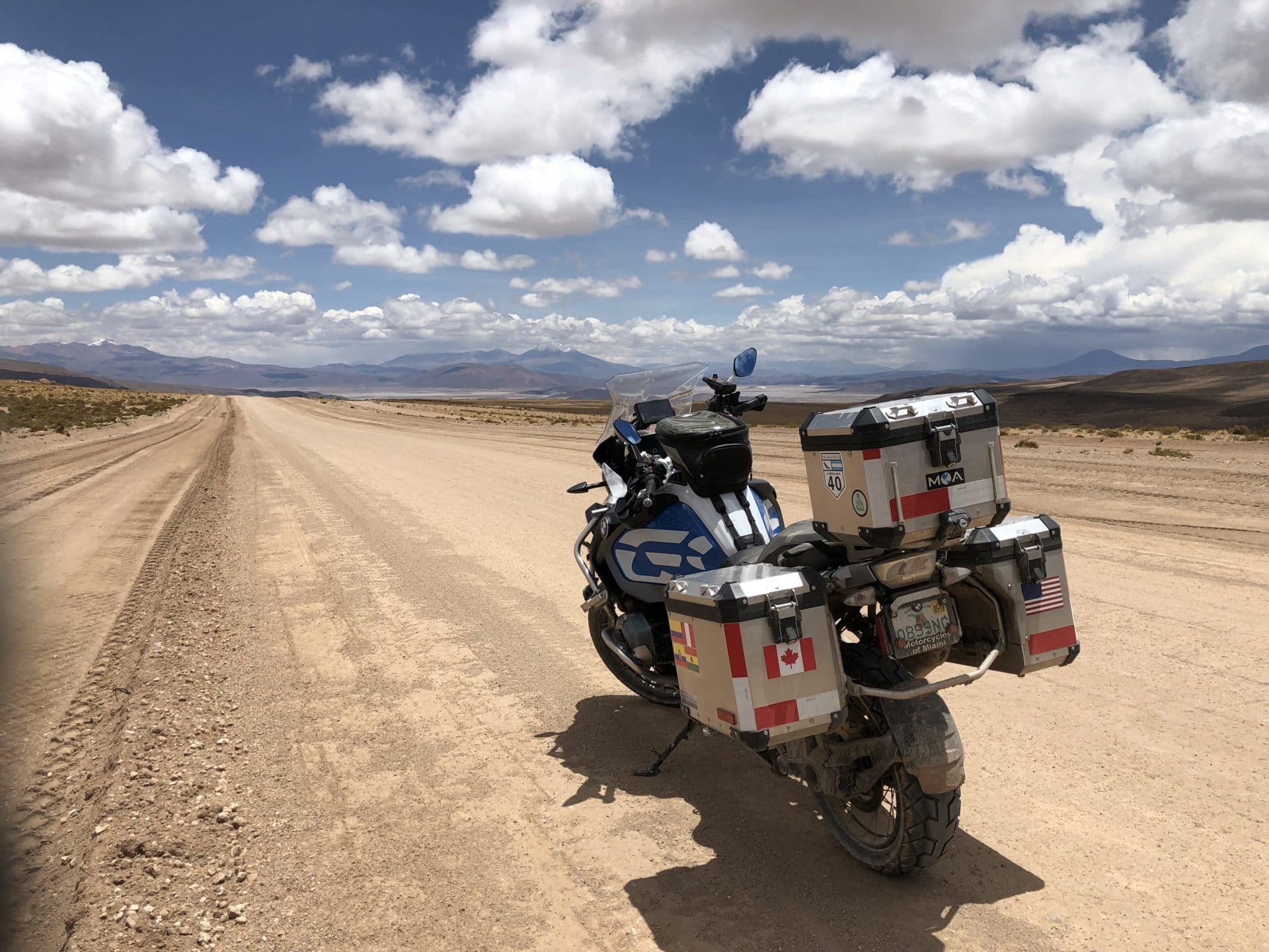 Phils bike on dirt road in boliva